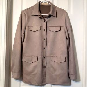 Solitaire Faux Suede Snap Button Jacket